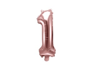Balon foliowy Różowo złoty 35 cm cyfra 1