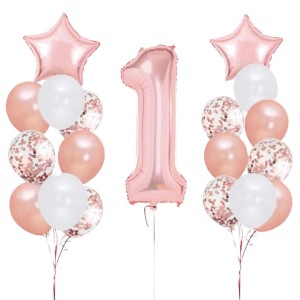 Zestaw balonów Roczek Rose Gold 19 szt