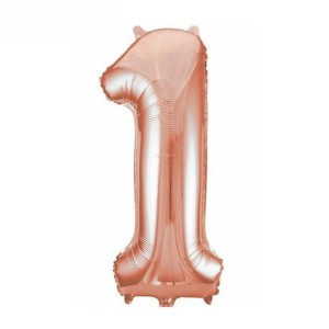 Balon foliowy Różowo złoty 85 cm cyfra 1