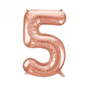 Balon foliowy Różowo złoty 85 cm cyfra 5