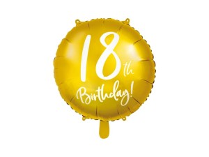 Balon foliowy 18'' Okrągły Złoty 18th Birthday