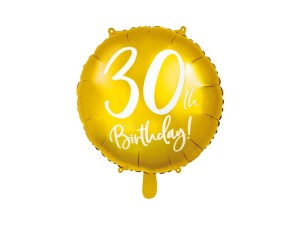 Balon foliowy 18'' Okrągły Złoty 30th Birthday