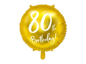 Balon foliowy 18'' Okrągły Złoty 80th Birthday