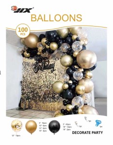 Girlanda Balonowa czarno-złota zestaw 100 szt