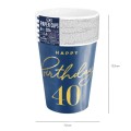 Kubek Happy Birthday 40 granatowy 220ml 6szt