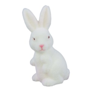 Zając flokowany stojący biały 19cm 