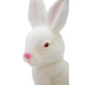 Zając flokowany stojący biały 19cm