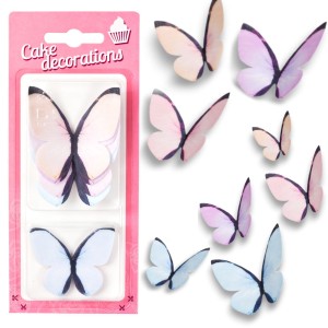 Motyle pastelowe waflowe motylki zestaw dekoracja na tort opakowanie 8 sztuk