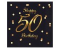 Serwetki papierowe Happy 50 Birthday czarne 33x33