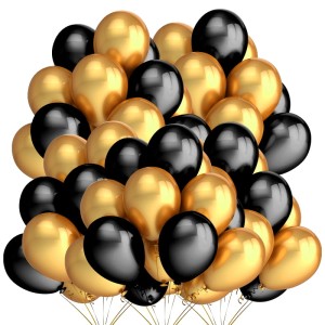 Balony MIX 50 sztuk Złoto-Czarny (Metal-Pastel)