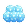 Balony 30 cm Kropki Białe Niebieski 5 sztuk