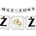 Baner Mąż Żona 150 cm obrączki VIP BR4