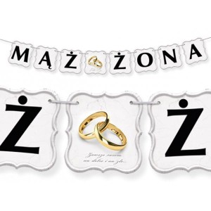 Baner Mąż Żona 150 cm obrączki VIP BR4