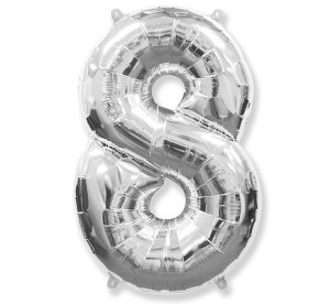 Balon foliowy Srebrny 85 cm cyfra 8