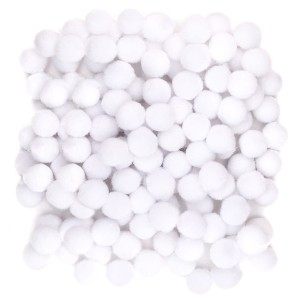 Pompony poliestrowe 1 cm Białe 120 szt POM-301