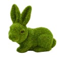 Zając flokowany siedzący flokowany zielony 14,5cm