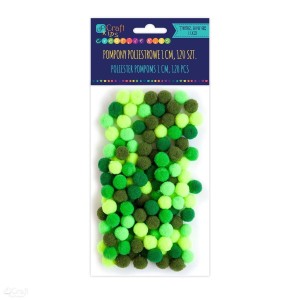 Pompony poliestrowe 1 cm Mix zielony 120 szt 029