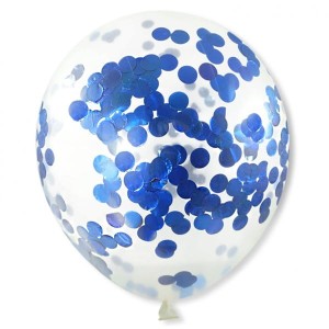 Balony z konfetti metalicznym niebieskim 30cm 5szt