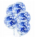 Balony z konfetti metalicznym niebieskim 30cm 5szt