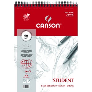Blok szkicowy Canson A3 Student na spirali 50k