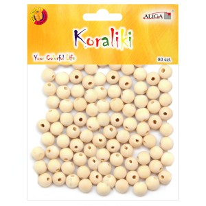 Koraliki drewniane 14 mm 80 szt.