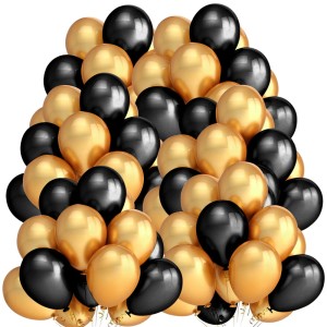 Balony MIX 100 sztuk Złoto-Czarny (Metal-Pastel)