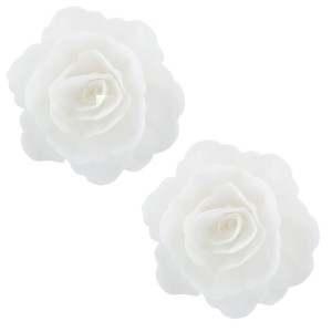 Róża Chińska biała kwiat 4,5cm ozdoba waflowa na tort 2 szt