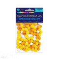 Pompony poliestrowe 1 cm Mix żółty 120 szt 053