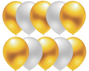 Balony EV27/803 Perłowe mix.Biało-Złote 25 szt