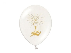 Balon 27 cm I Komunia Święta Pastel Biały - 1 szt