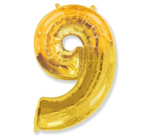 Balon foliowy Złoty 38 cm cyfra 9