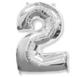 Balon foliowy Srebrny 38 cm cyfra 2