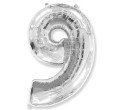 Balon foliowy Srebrny 38 cm cyfra 9