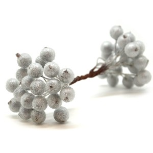 Głóg jarzębina kuleczki szron 40 szt Srebrne