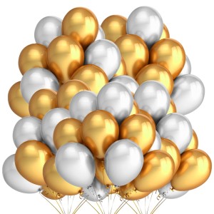 Balony MIX 50 sztuk Srebrno-Złoty