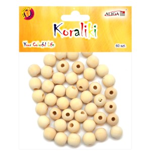Koraliki drewniane 18 mm 60 szt.