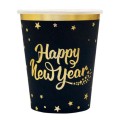 Kubeczki papierowe Happy New Year czarny 6szt 