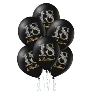 Balony 30 cm 18&Brilliant pastel czarny 6 sztuk