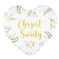 Balon foliowy 45 cm Serce Chrzest Święty