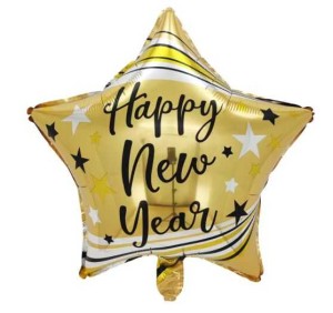Balon foliowy 18'' Gwiazda Happy New Year złota