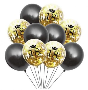 Zestaw balonów 18 Urodziny Konfetti czarne/złote