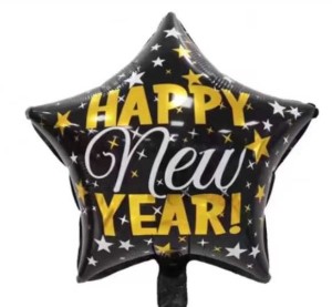 Balon foliowy gwiazda Happy New Year czarna