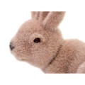 Zając flokowany siedzący flokowany brązowy 14,5cm