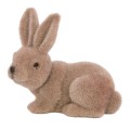 Zając flokowany siedzący flokowany brązowy 14,5cm