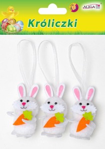 Króliczki wielkanocne białe z zawieszką 7cm 