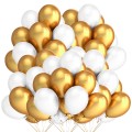 Balony MIX 50 sztuk Biało-Złoty(Metal-metal)