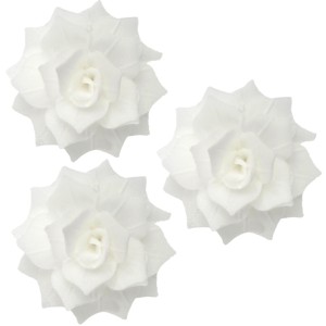 Różyczka rozalia biała waflowa 3 szt 4cm ozdoba waflowa na tort 3 szt