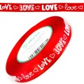Wstążka nadruk Love Czerwona 12mm x 22,5m