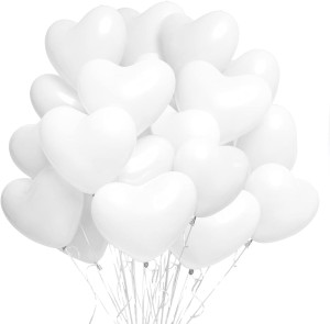 Balon Serce Białe 10" - 10 sztuk