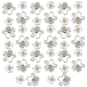 Kwiatki cukrowe Niezapominajki z perełką 2 cm BIAŁE 20 szt
